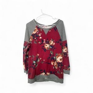 Floral Striped Long Sleeve Top
